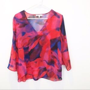 Chaus Parisian Glamour V neck print blouse Small NWT